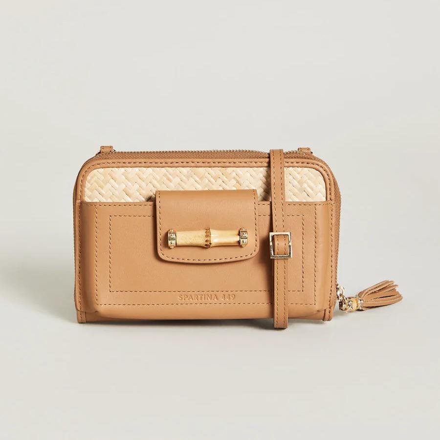 Rattan Multi-Phone Crossbody Caramel